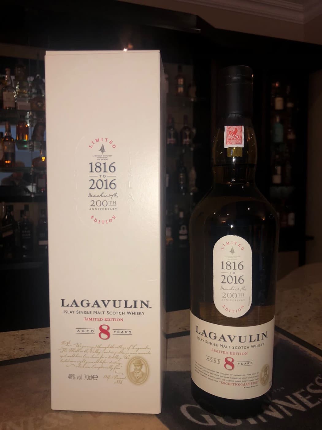 Lagavulin 200th Anniversary Edition at the home bar